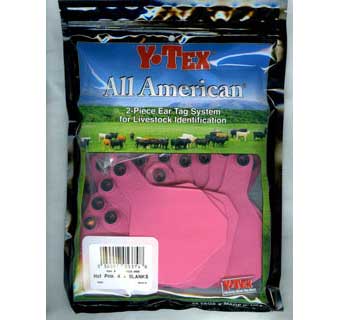 Y-Tex 4-Star Blank Combo Tag, Large, Pink, 25 Count