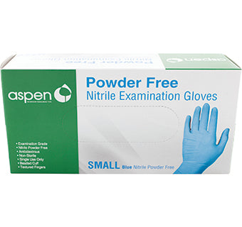 Aspen Nitrile Exam Gloves Powder-Free, Small 100/Pkg