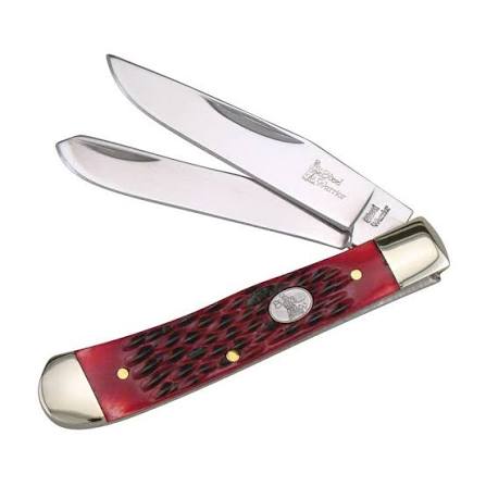 Steel Warrior Trapper Pocket Knife, Red