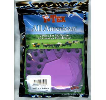 Y-Tex 4-Star Blank Combo Tag, Large, Purple, 25 count