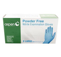 Aspen Nitrile Exam Gloves Powder-Free, X-Large, 100/Pkg