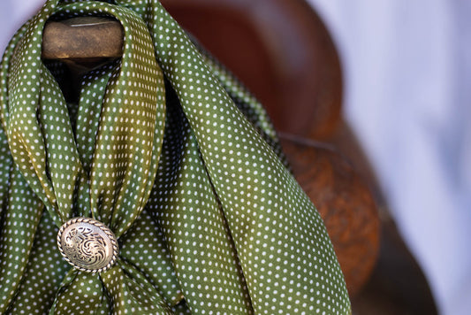Pro Rate Equine Wild Rag, Olive Green Polka Dot, 36"