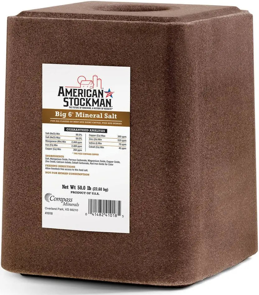 American Stockman Big 6 "Trace" Mineral Block, 50lb